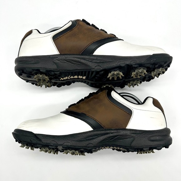 FootJoy GreenJoy Golf Shoes Mens 10.5 M White Brown Golf Spiked Waterproof 45516 - Picture 9 of 12